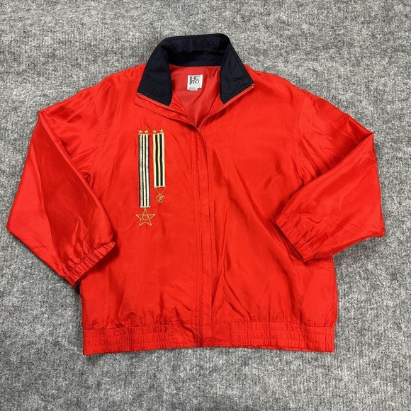 Vintage Jackets & Blazers - Vintage Jacket Women Small Red 100% Silk Bomber He-Ro Group Military Ribbons